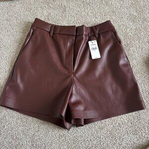 Express Faux Leather High Rise Burgundy Shorts